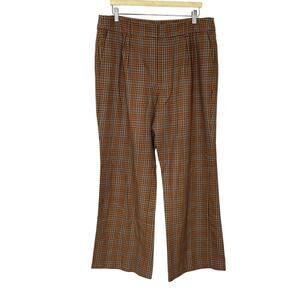 Paige checkered 70s style trousers women's size 14 pockets career pants brown
